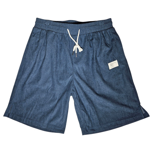 short navy corduroy script