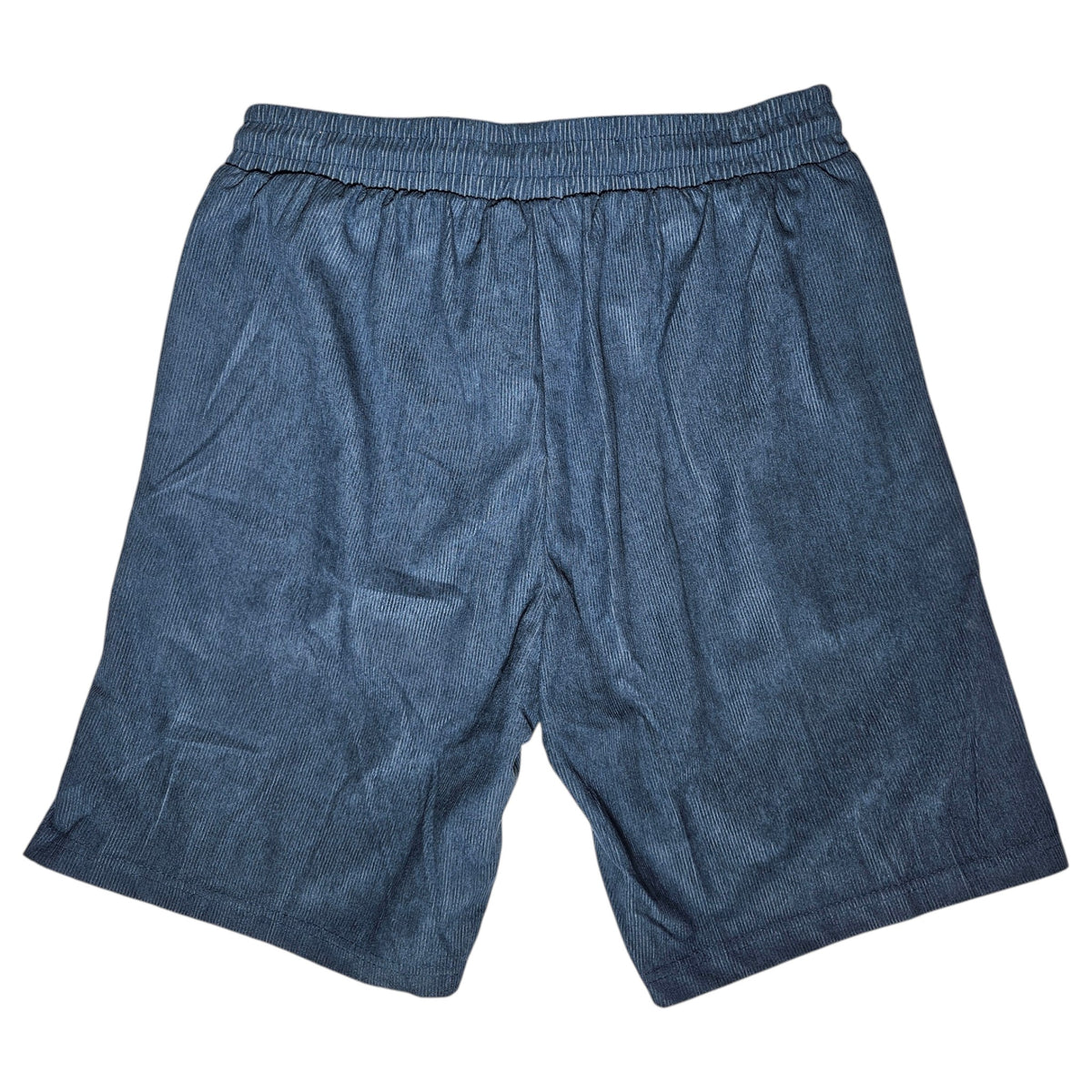 short navy corduroy script
