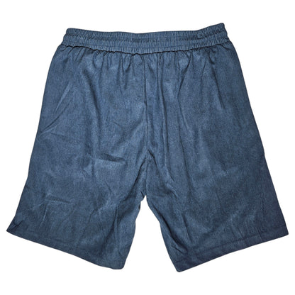 short navy corduroy script